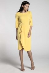 Midi sukienka z falbanką żółta